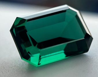 Emerald Octagon Cut Zambian Color. Lab Grown Hydrothermal Gemstone.