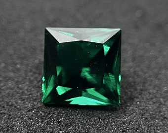 12X12MM 8.7 Carats Emerald Princess Cut. Top Quality Lab Grown Square Shaped Emerald For Custom Jewelry Making. Gift For Him!