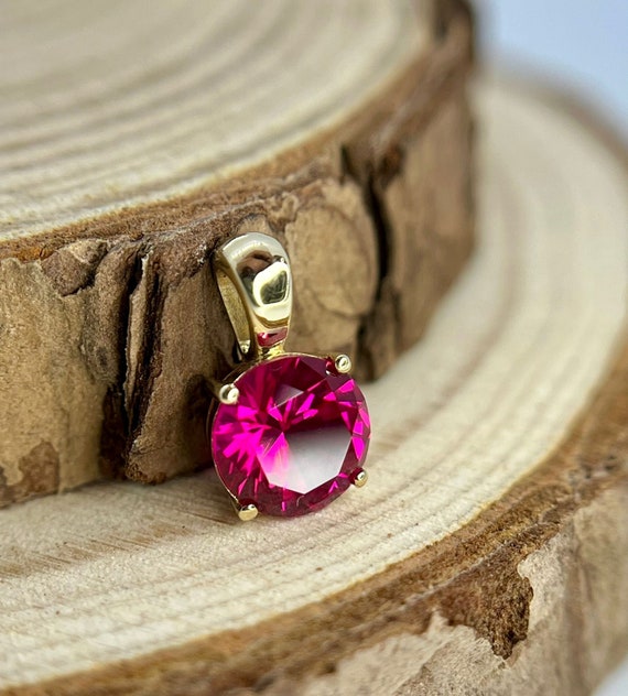 Stunning 5 Carat Ruby Pendant - Solid Gold Necklace Charm. Perfect Gift For Her! Free Shipping & Speedy Delivery!