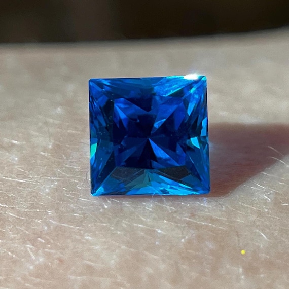 Blue Sapphire Princess Cut.  Lab Grown September Birthstone For Custom Jewelry.