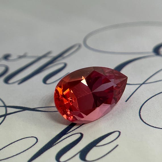 Padparadscha Sapphire Pear Cut. Pink or Orange Color Lab Grown Gemstones For Your Choice!