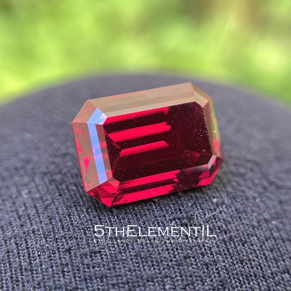 12ct Lab Grown Ruby Gemstone: Octagon Step Cut