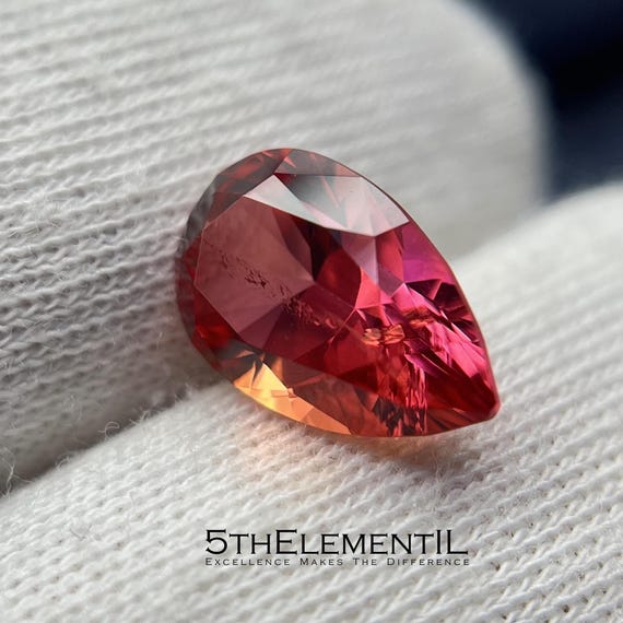 6x9mm Pear Red Beryl Gemstone | 1.27ct Lab Grown Bixbite | Hydrothermal Rare Red Gem | Collector Stone | Only One Available