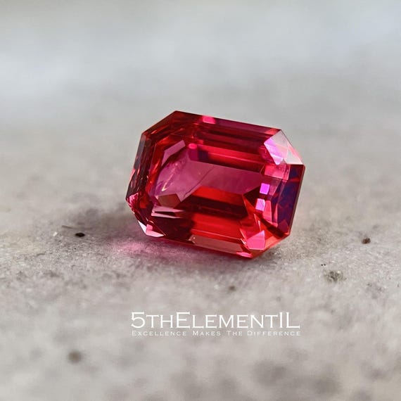 Bixbite Red Beryl Octagon Step Cut. Lab Grown Top Quality Unique Gemstone. Scarlet Emerald.