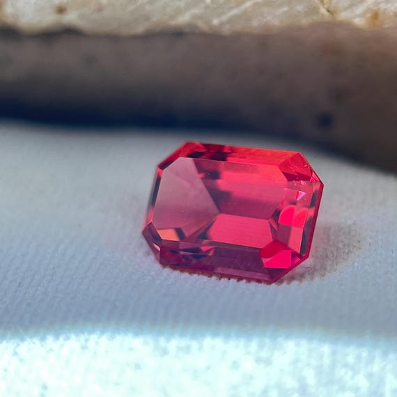 Bixbite Red Beryl Octagon Step Cut. Lab Grown Top Quality Unique Gemstone. Scarlet Emerald.
