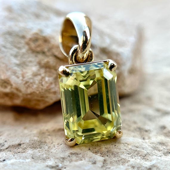 4ct Yellow Sapphire Minimalist Pendant For Necklace. Fine Jewelry Lab.