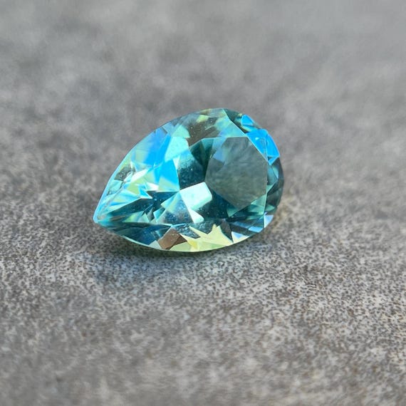 1.3ct Aquamarine 9x6mm Pear Shaped Top Quality Lab Grown Hydrothermal Gemstone. March Birthstone Aquamarine Of Unique Quality!