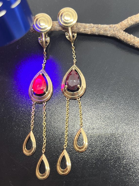 Alexandrite earrings 14k solid gold teardrop theme