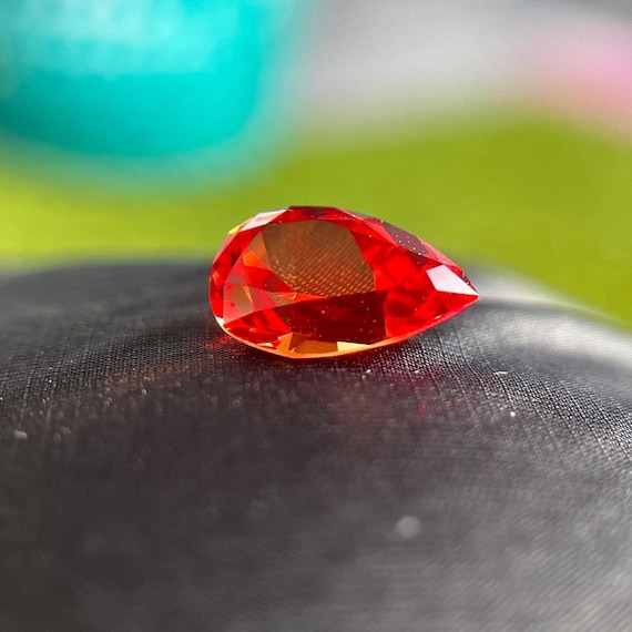 Top Quality Lab-Grown Padparadscha Sapphire | 6x9mm Pear Cut Hydrothermal Gemstone | Orange-Pink Loose Stone for Jewelry Making