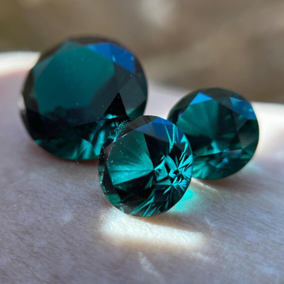 Lab Grown Emerald Round Cut Any Size. Top Quality Hydrothermal Emerald Gemstones Of Zambian Classic Dark Green Color For Unique Jewelry!