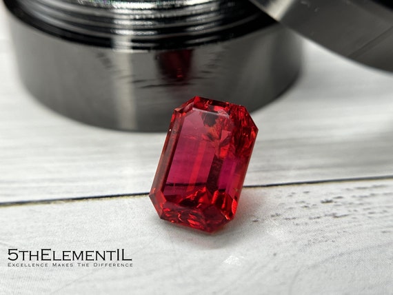 Red Beryl Octagon Emerald Cut. Lab Grown Top Quality Unique Gemstone Also Known as Bixbite Scarlet Emerald. for Ring Earrings or Necklace. Etsy UK