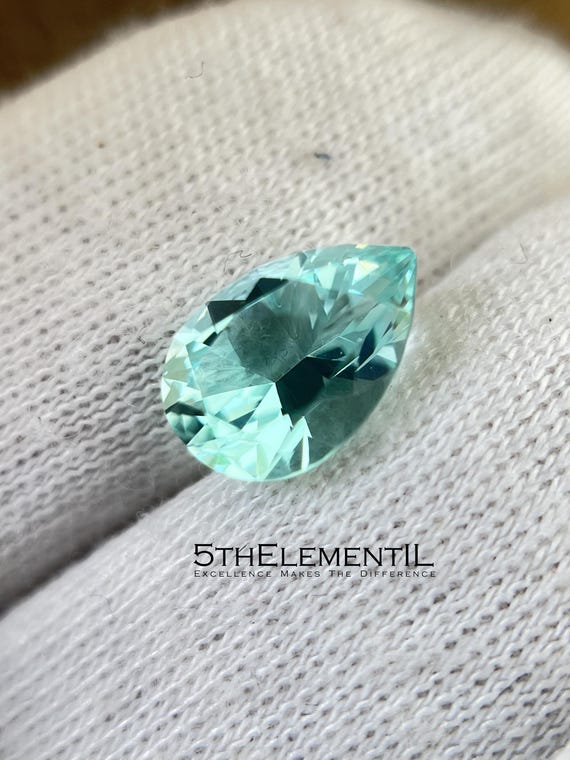 Aquamarine Pear Cut. March Birthstone. Lab Grown Hydrothermal Gemstone.