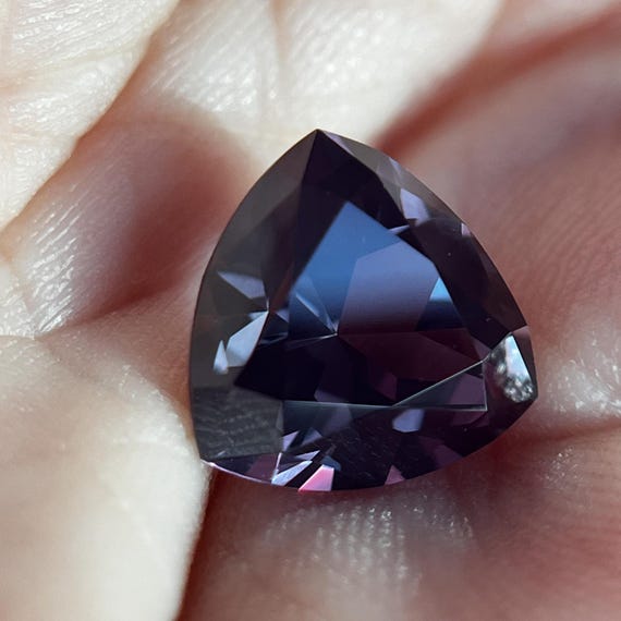 Trillion Cut Alexandrite Magic Color Changing Gemstone. Top Quality Lab Grown Alexandrite Turning From Bluish-Green To Red. June Birthstone!