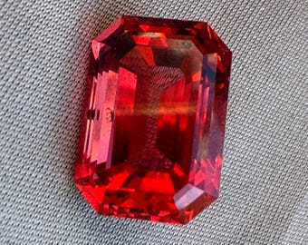 Red Beryl Bixbite Octagon Step Cut. Lab Grown Hydrothermal Gemstone. Unique!