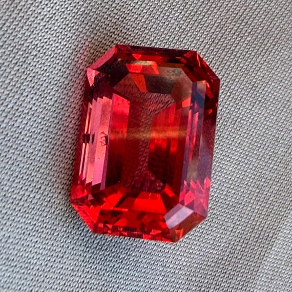 Red Beryl Bixbite Octagon Step Cut. Lab Grown Hydrothermal Gemstone. Unique!