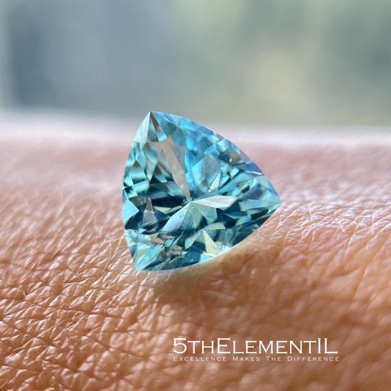 Aquamarine Trillion Cut 8mm. Ideal Quality Lab Grown Hydrothermal Beryl Aquamarine For Unique Jewelry. Immediate Express Shipping!