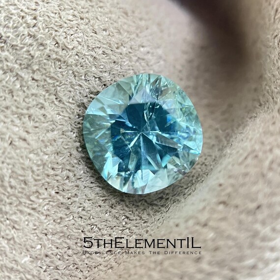12mm Aquamarine Cushion Cut 6.7ct Ideal Quality Lab Grown Gemstone.