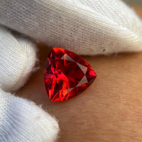 Red Beryl Bixbite Trillion Cut 8x8mm Lab Grown Gemstone: Scarlet Emerald, Bixbite