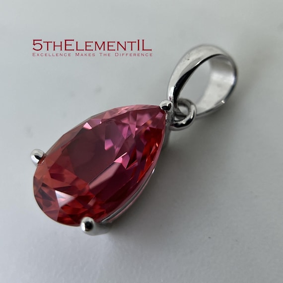 Pink Sapphire Gold Pendant For Necklace.  Minimalist Jewelry.