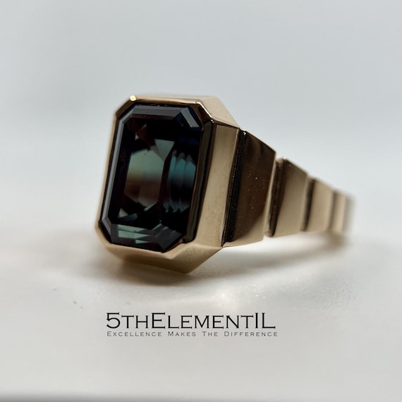 4ct Alexandrite Ring in 14K Rose Gold | Handmade Color Change Ring