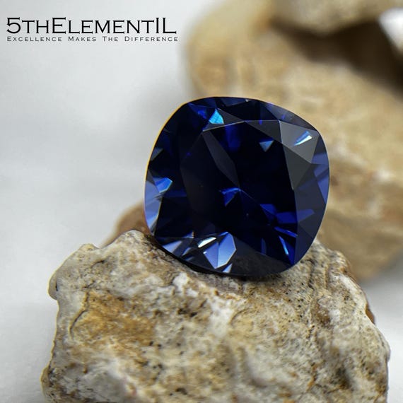 Sapphire Royal Blue Cushion Cut Any Size. Top Quality Lab Grown Corundum Sapphire. Unique Quality Gemstone For Unique Jewelry Gifts!