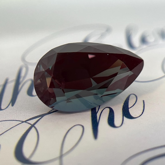 Alexandrite Pear Cut Color Changing Gemstone Lab Grown. June Birthstone Jewelry