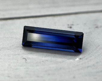 Blue Sapphire Baguette Cut. Lab Grown Gemstone For Necklace Pendant Or Ring Jewelry Making.