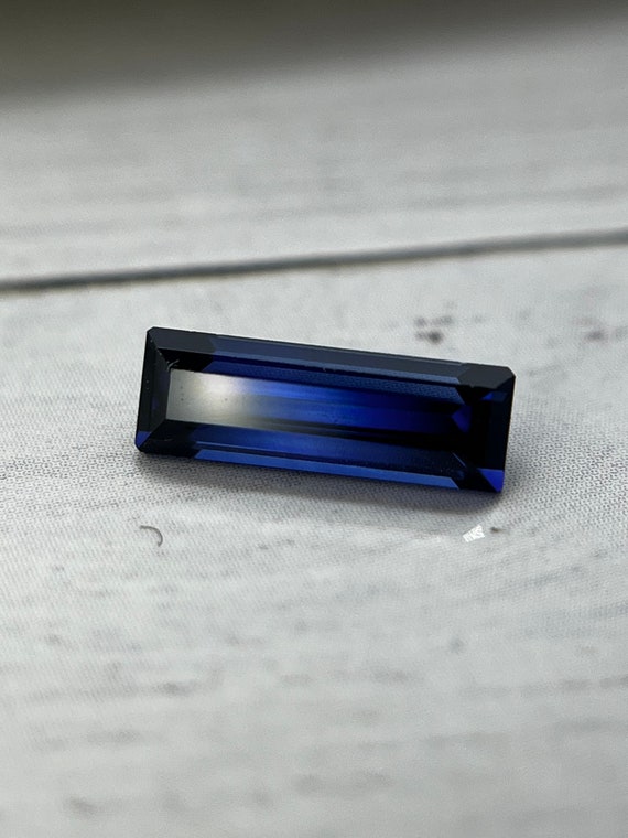 Blue Sapphire Baguette Cut. Lab Grown Gemstone For Necklace Pendant Or Ring Jewelry Making.