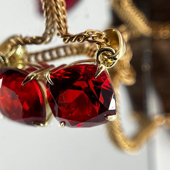 14K Gold Red Beryl Cushion Cut Pendant For Necklace. Lab Grown Bixbite Minimalist Jewelry!