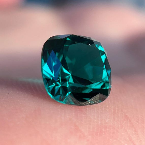 Cushion Cut Lab Grown Emerald Gemstone, Zambian Green