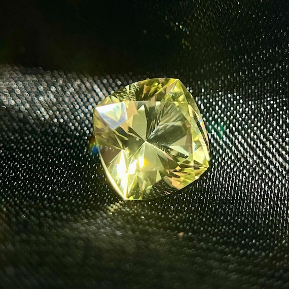 Yellow Sapphire Cushion Cut. Lab Grown For Unique Jewelry With Certificate!