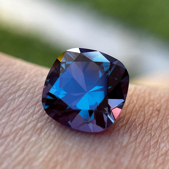Alexandrite Cushion Cut Different Size. Top Quality Lab Grown Color Changing Alexandrite. Unique Precision Cut And Fantastic Premium Quality