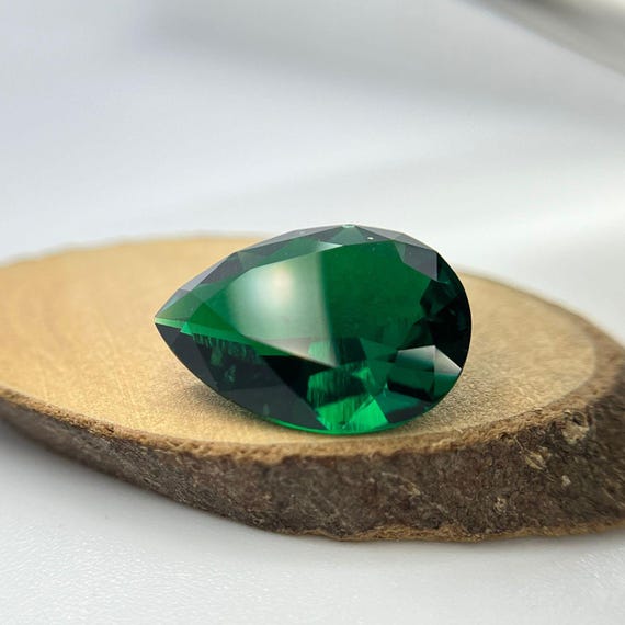 Lab Grown Emerald Zambian Color Pear Cut. Top Quality Hydrothermal Emerald Teardrop Gemstones. Immediate Express Shipping!
