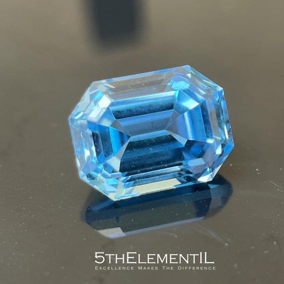 2.3CT Lab Grown Sapphire Octagon Step Cut Sky Blue Color.
