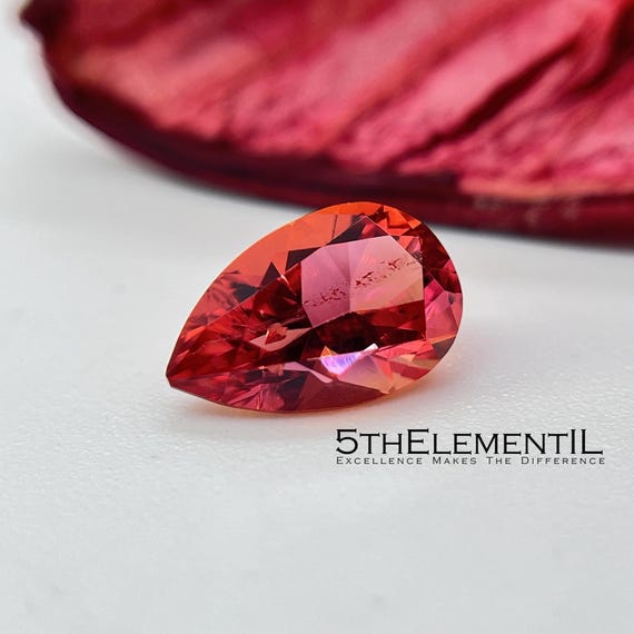 Pear Red Beryl Gemstone: 1.27ct Lab Grown Bixbite Collector Stone