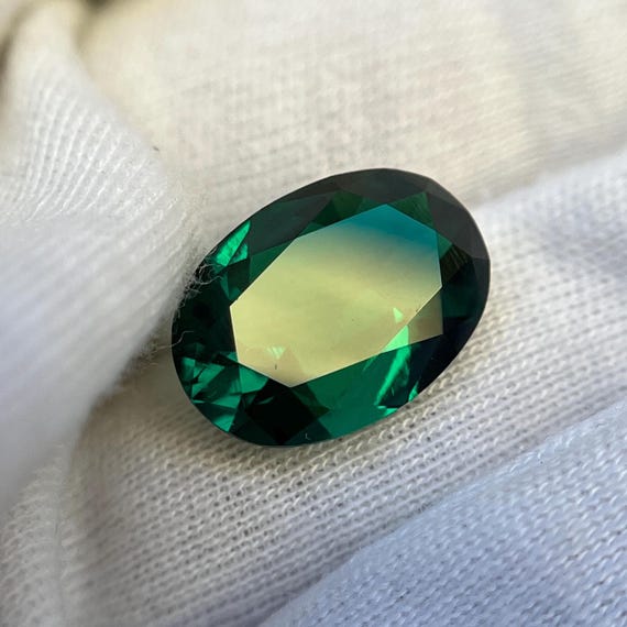 Oval Cut Dark Green Emerald Gemstone, Lab Grown Hydrothermal
