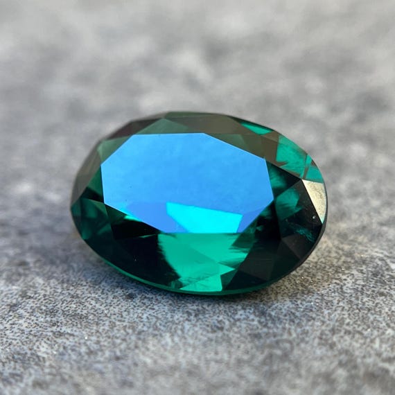 Oval Cut Dark Green Emerald Gemstone, Lab Grown Hydrothermal