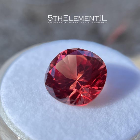 Padparadscha. One Of A Kind Sapphire Unique Color. Cushion Cut 8mm Size Top Quality Lab Grown Gemstone For Unique Jewelry Or Collection!