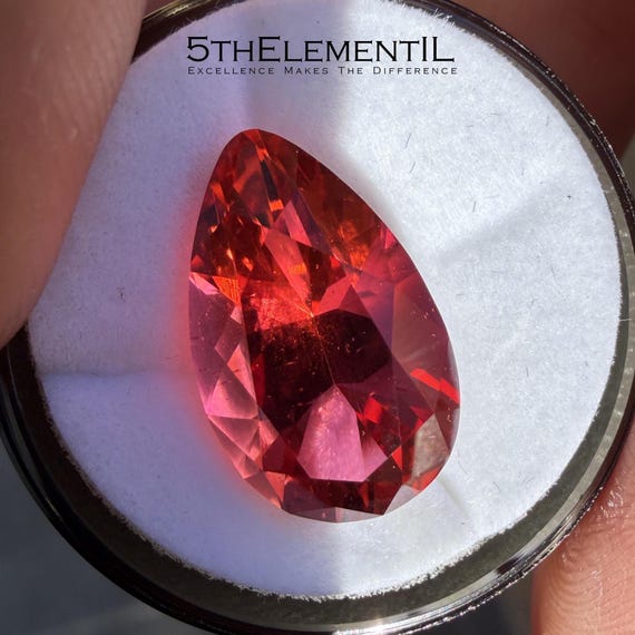 Red Beryl Bixbite Pear Cut. Hydrothermal Lab Grown Gemstone For Unique Jewelry.