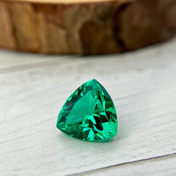 6mm Lab Grown Colombian Emerald Trillion Cut Gemstone: Ring, Pendant, or Earrings