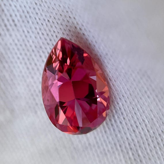 Padparadscha Sapphire Pear Cut. Pink or Orange Color Lab Grown Gemstones For Your Choice!