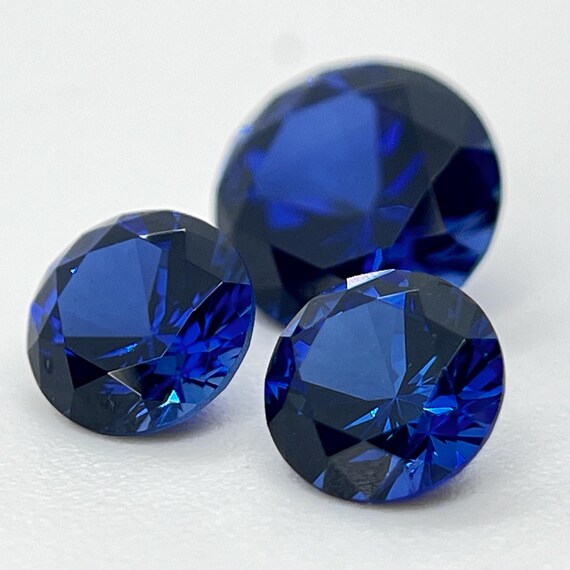 Blue Sapphire Round Brilliant Cut Any Size. One Of A Kind Unique Quality Lab Grown Sapphire Gemstones.