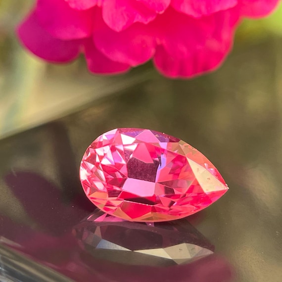 3ct Lab Grown Pear Cut Padparadscha Sapphire Gemstone