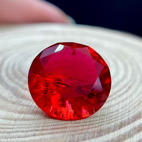 Red Beryl Bixbite Scarlet Emerald. Round Brilliant Cut Any Size. Top Quality Hydrothermal Lab Grown One of a Kind Gemstone. Unique Jewelry!