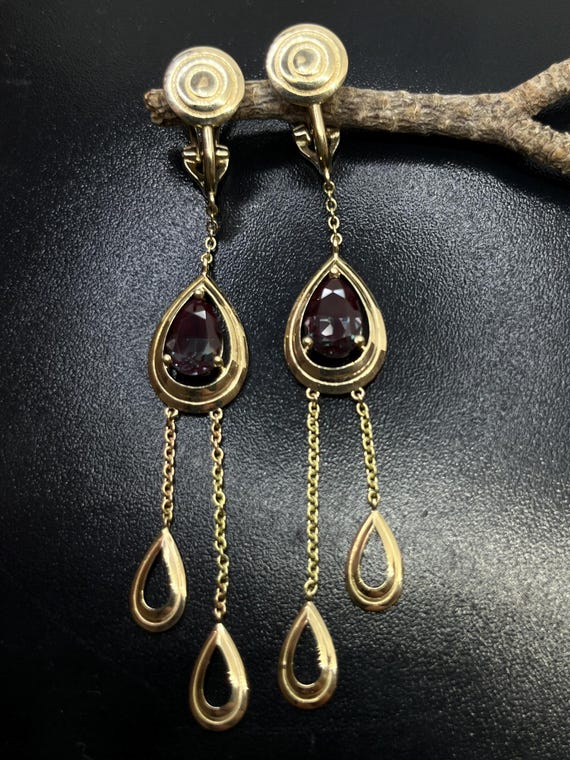 Alexandrite earrings 14k solid gold teardrop theme