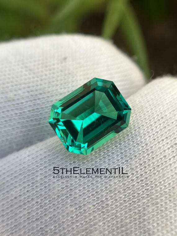 Colombian Emerald Octagon Step Cut. Lab Grown Hydrothermal Gemstone