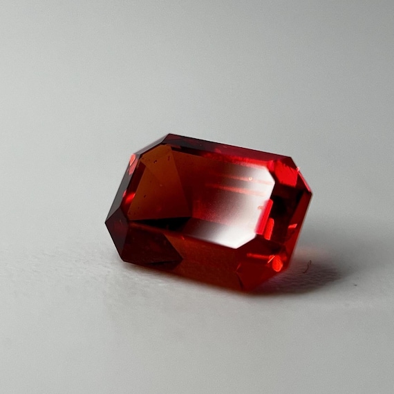 Red Beryl Bixbite Octagon Step Cut. Lab Grown Gemstone For Fine Jewelry.