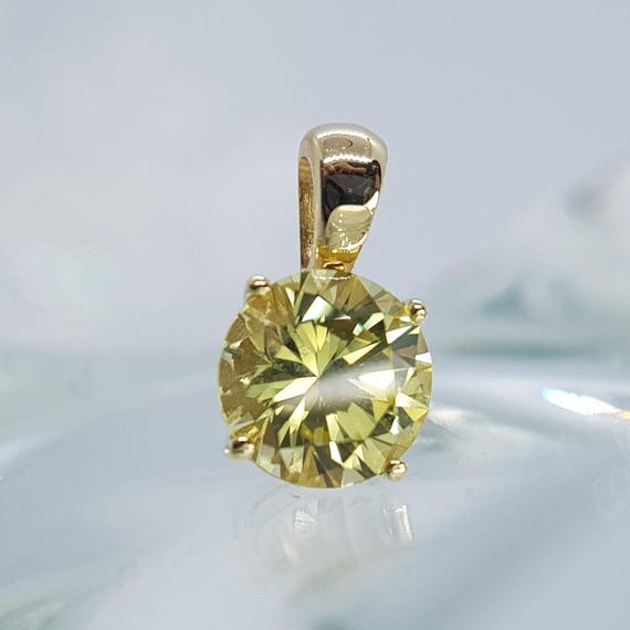 Yellow Sapphire Minimalist Pendant! Top Quality Yellow Sapphire In 14K Solid Gold Pendant For Necklace! Unique Holiday Gift!