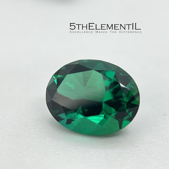 10x8mm Emerald Oval Cut. Top Premium Quality Lab Grown Hydrothermal Emerald Of Classic Dark Green Zambian Color Shade. Immediate Shipping!