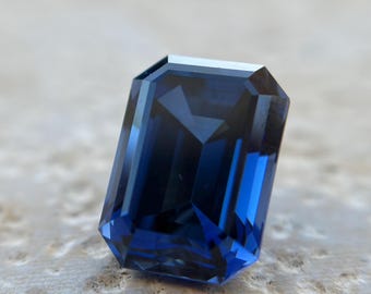 Blue Sapphire September Birthstone. Hydrothermal Lab Grown. Virgo Gift.